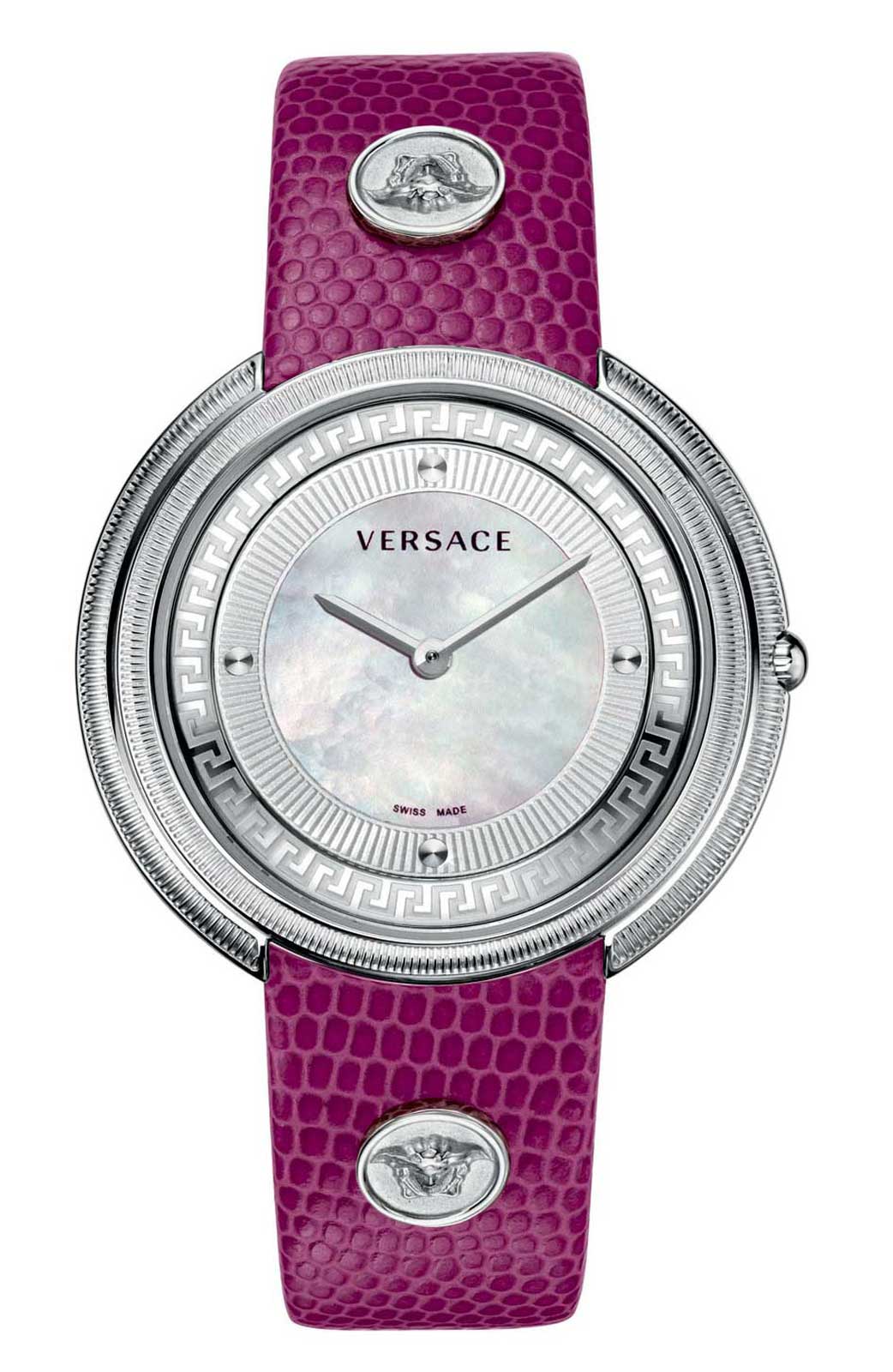 Versace QUARTZ watch 762 FUCHSIA CALF STRAP LIZARD